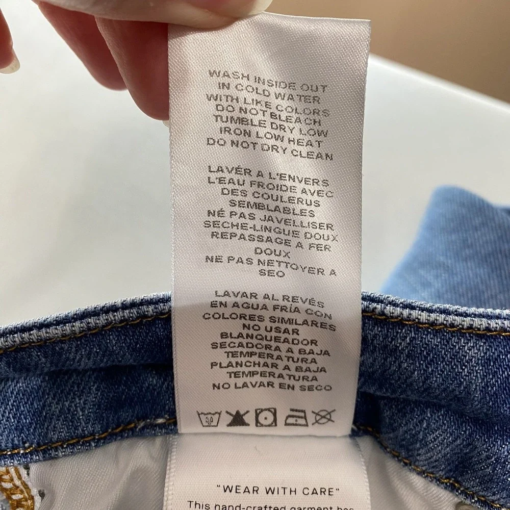 Good American Jeans Womens 4 27 Good Curve Straight Distressed Raw Hem Denim - Picture 14 of 16